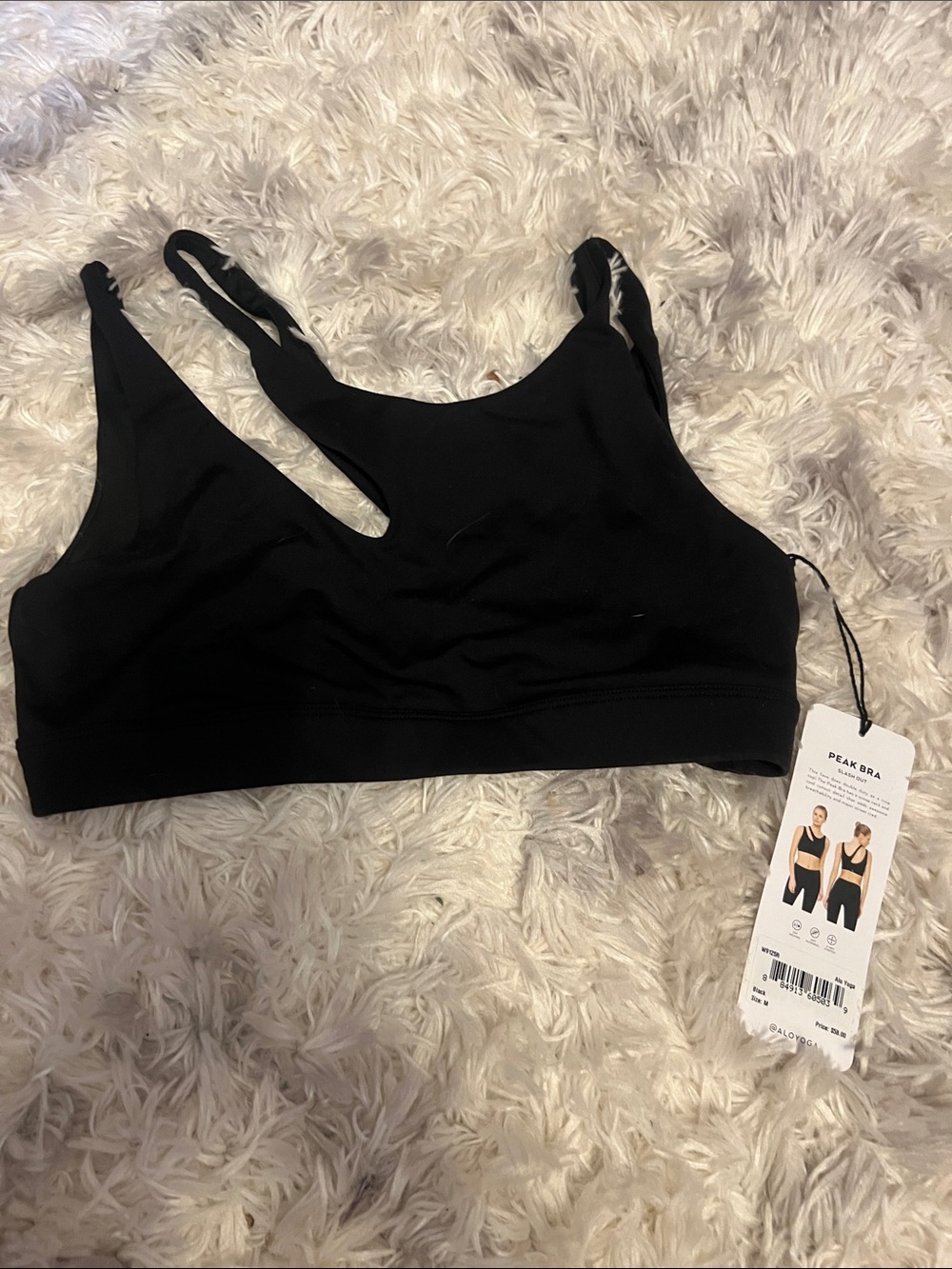 ALO Yoga Black Peak Bra — Minimalist Low-Impact Sports Bra